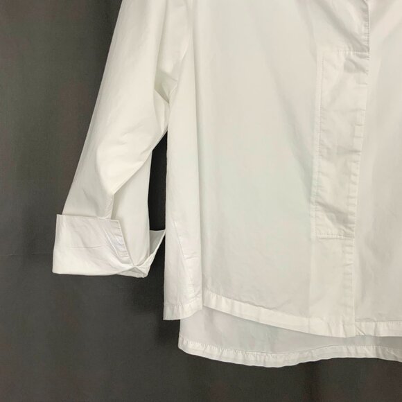 Planet By Lauren G White Cotton Button Up Swing Fit Shirt One Size Fits All - Picture 5 of 16